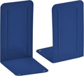 Acrimet Bookends for Shelves, Non-Skid Book Holder, Heavy Duty Book Stopper, Steel Metal Book Ends Storage for Home, Library, 6 7/8" H x 4" W x 4 1/2" D (Deep Blue) (2 Pairs / 2 Pieces)
