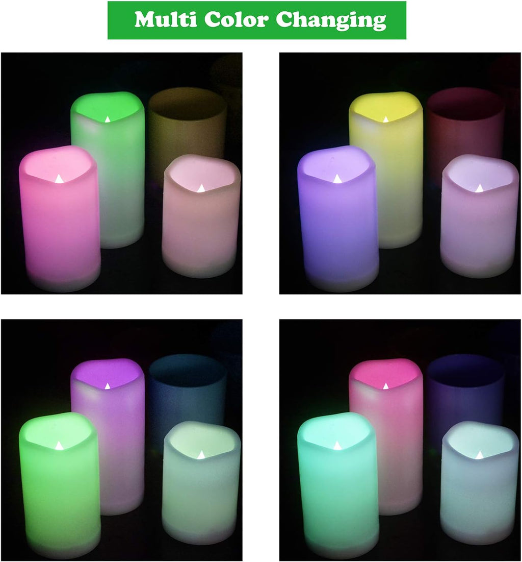 2 Pack Color Changing LED Flameless Pillar Candles with Remote, 3” x 5”