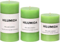 Green Pillar Candles Set of 3 - Spring Green Candles Decorations, Hand-Poured Unscented Candle, Smokeless Decorative Candle for Home, Set of 3 in Different Sizes (4", 5", 6")