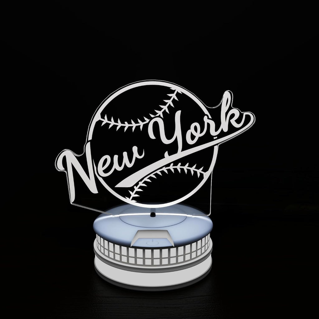CLORURBANLIVE 3D Baseball New York Night Light 3D Illusion Lamp with Remote Control 16 Color Options Sports Decor Lighting for Fans - Multicoloured OneSize