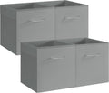 StorageWorks 11in Leather Storage Cubes, Collapsible Bins, Gray, 4-Pack