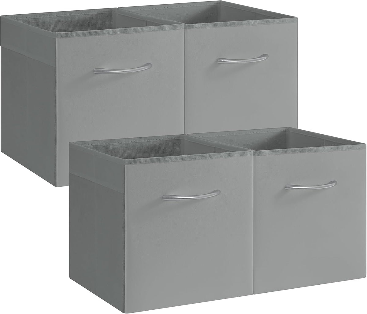 StorageWorks 11in Leather Storage Cubes, Collapsible Bins, Gray, 4-Pack