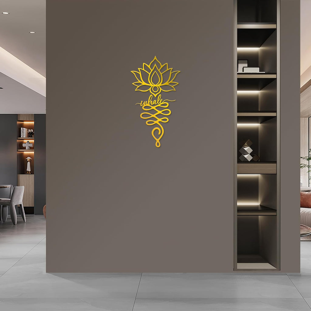 Xedatric 2 Piece Metal Lotus Wall Decor for Yoga Gold