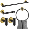 Lava Odoro 5-Piece Bathroom Hardware Set Black and Gold, 23.6 Inch Towel Bar Set Towel Rack Set Stainless Steel Wall Mounted Bathroom Holder Set Bathroom Accessories Set