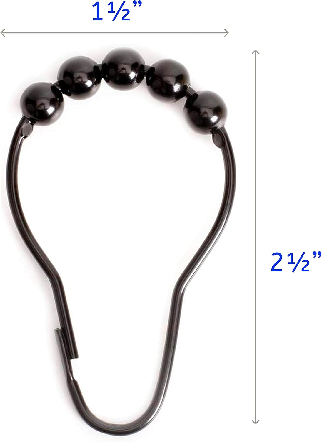 2lbDepot Shower Curtain Rings Hooks - Black Finish - Premium 18/8 Stainless Steel - Locking Rings with Easy Glide Rollers - Five Finishes Available - Set of 12 for Shower Rods