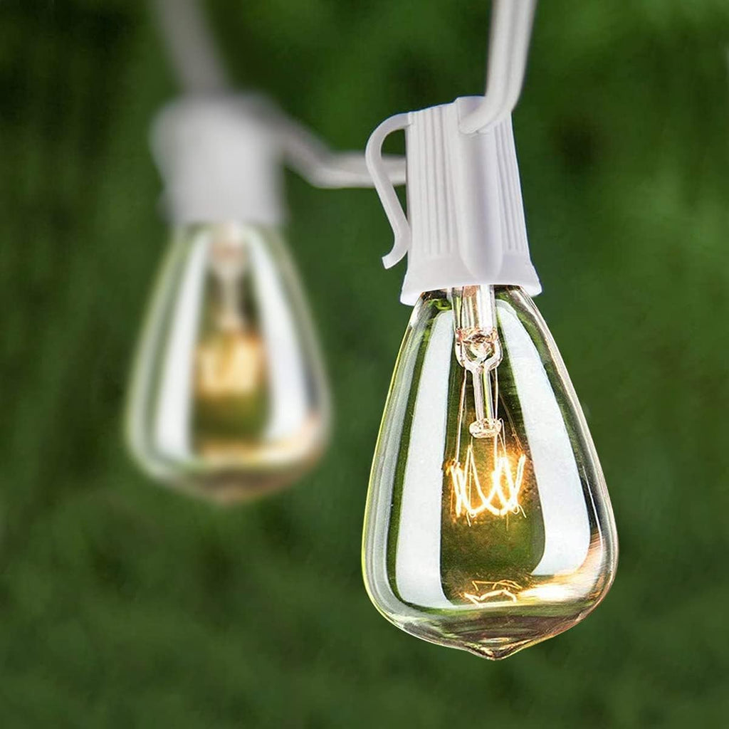 Abeja 25Ft Outdoor Patio String Lights ST35 with 27 Edison ST35 Clear Bulbs, UL Listed for Patio Garden Backyard Porches Bistro Decor Indoor Outdoor, White