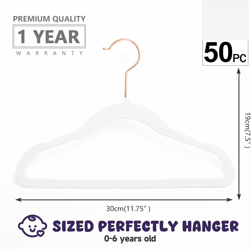 MIZGI Baby Velvet Hangers 50 Pack 11.8 Inch Kids Infant Toddler Non-Slip