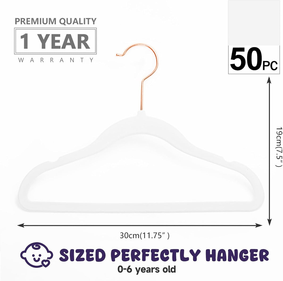 MIZGI Baby Velvet Hangers 50 Pack 11.8 Inch Kids Infant Toddler Non-Slip