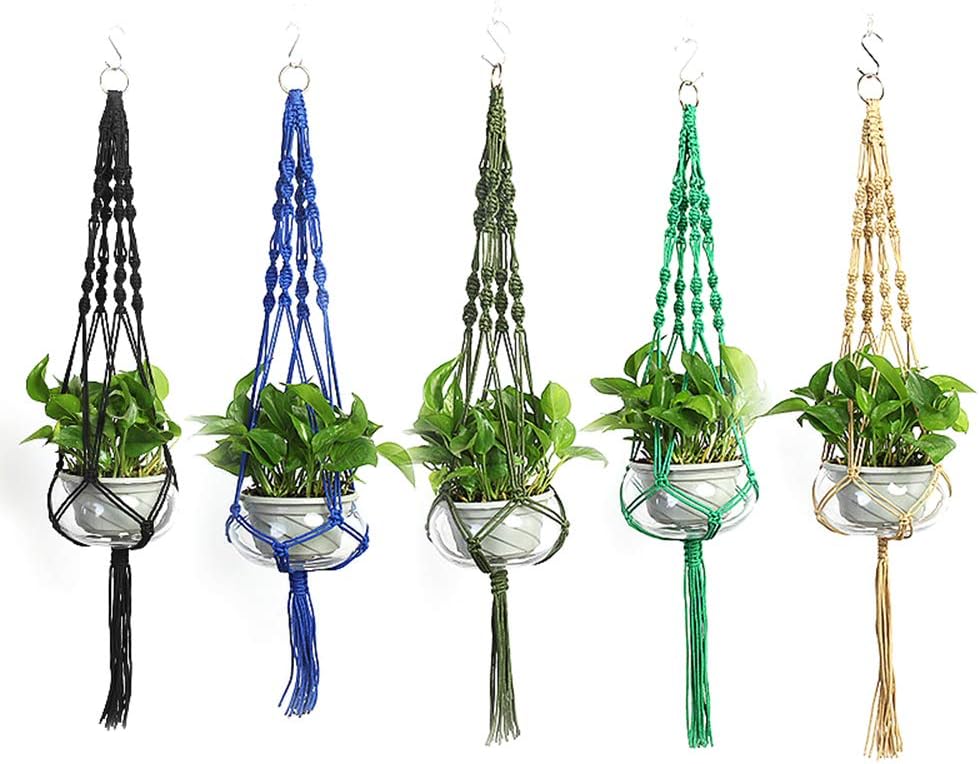 Vpang 2 Pack Macrame Plant Hanger, Outdoor Indoor Hanging Planter Basket Flower Pot Holder Nylon Rope Home Decor 41 Inch (Blackish Green)
