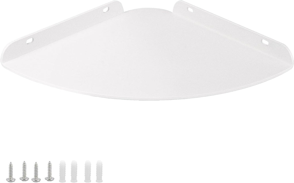 Small Tiny Metal Floating Corner Shelves, 7 x 7 x 0.6 Inches，2pcs, White
