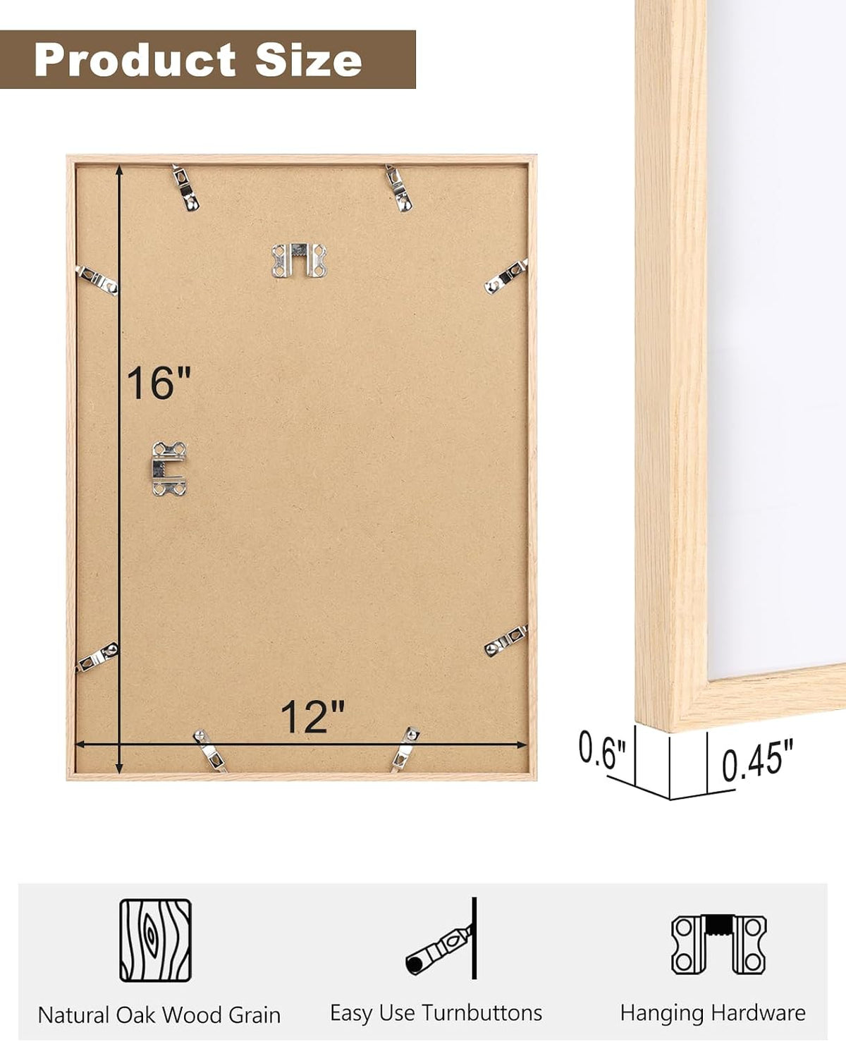 KINLINK 12x16 Picture Frames Natural Oak Wood Frames Set of 4