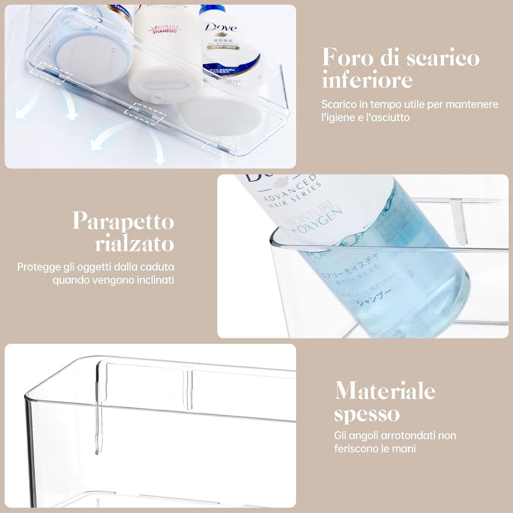 PAVSTINE 2 Pcs Clear Shower Shelf, Large Bathroom Wall Mounted Shower Caddy