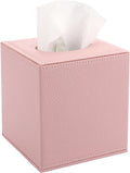 Sumnacon Tissue Box Cover Square,Magnetic Bottom PU Tissue Box Holder,Pink