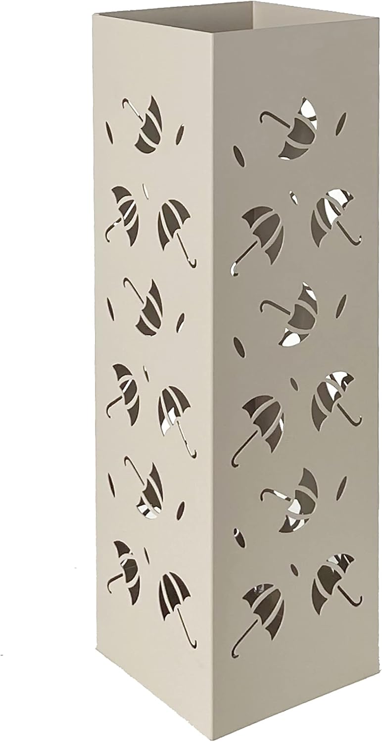 Mango Steam Metal Square Tall 19.5" Umbrella/Cane/Walking Stick/Wrapping Paper Holder, Stand, Rack Organizer (Brollies Almond)