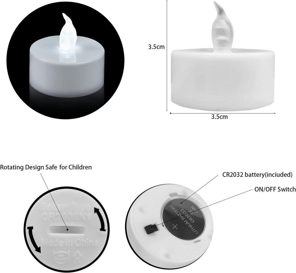 VETOUR 12pcs LED Tea Lights,Battery Operated Tealights Candles Realistic Flickering Pumkin TeaLight Candle Long Lasting Electric Fake Candles Decoration Cold White Light