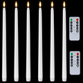Homemory 15 inches Real Wax Flameless Taper Candles with Remote Timer, 6 Pcs White LED Taper Candles Battery Operated with 3D Flickering Flame, Window Candle Led Candlesticks for Dinners Home Decor