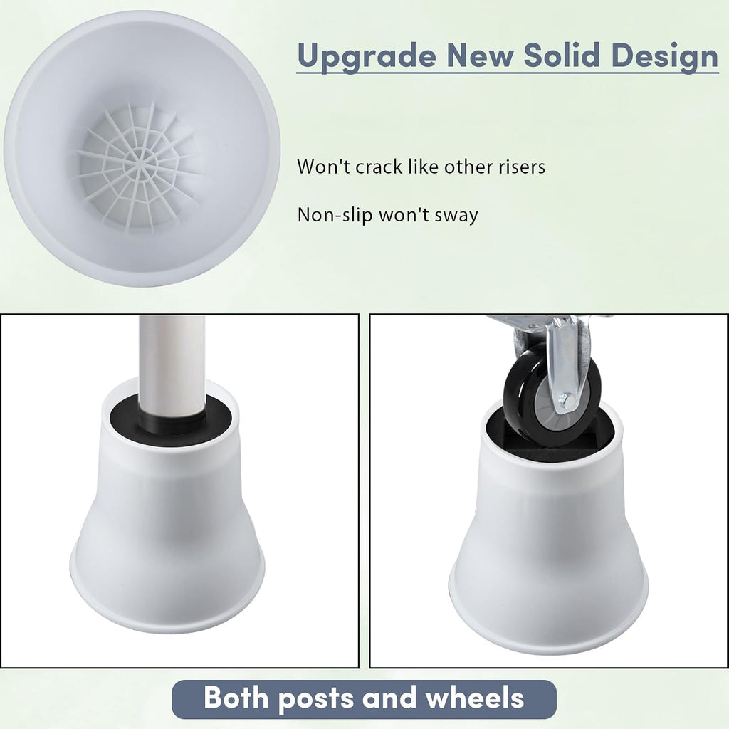 DEDU Bed Risers 6 Inch Heavy Duty 6 Pack, Furniture Risers with Caster Pads Supports Up to 6600 Lbs, Round Couch Risers for Sofas, Couch, Desk or Chair (White)