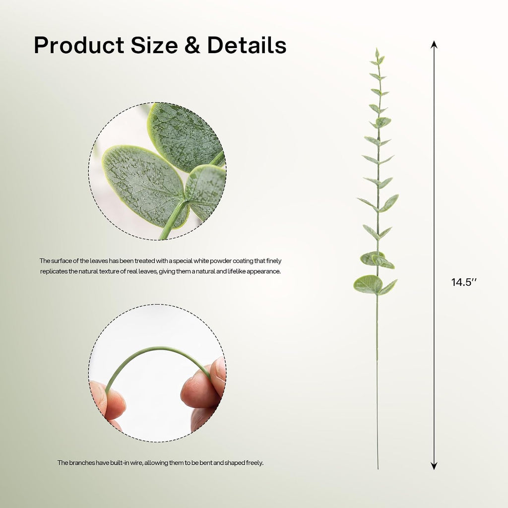 CLEANGOR Artificial Eucalyptus Stems (24, Green)