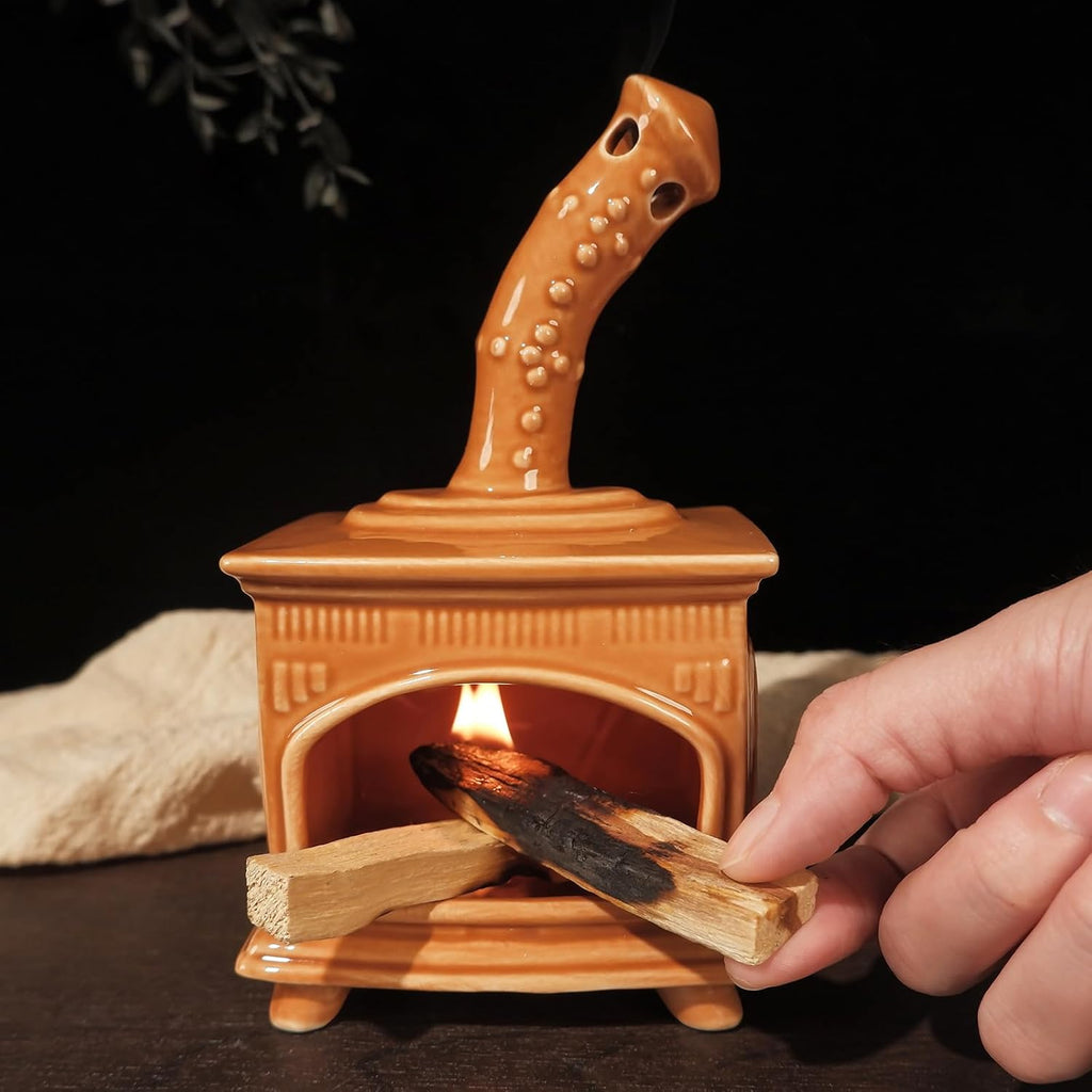 MOUGIGI Ceramic Palo Santo Holder and Mini Chiminea Smudge Bowl