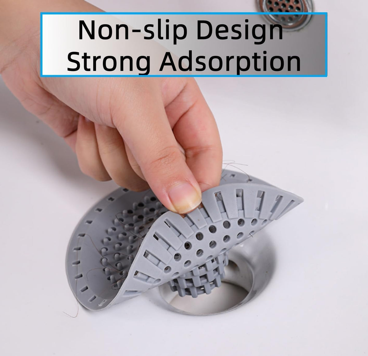 Grey Drain Hair Catcher Shower Drain Cover Hair Catcher Bathtub Drain Hair Catcher Silicone Tub Hair Catcher Drain Protector