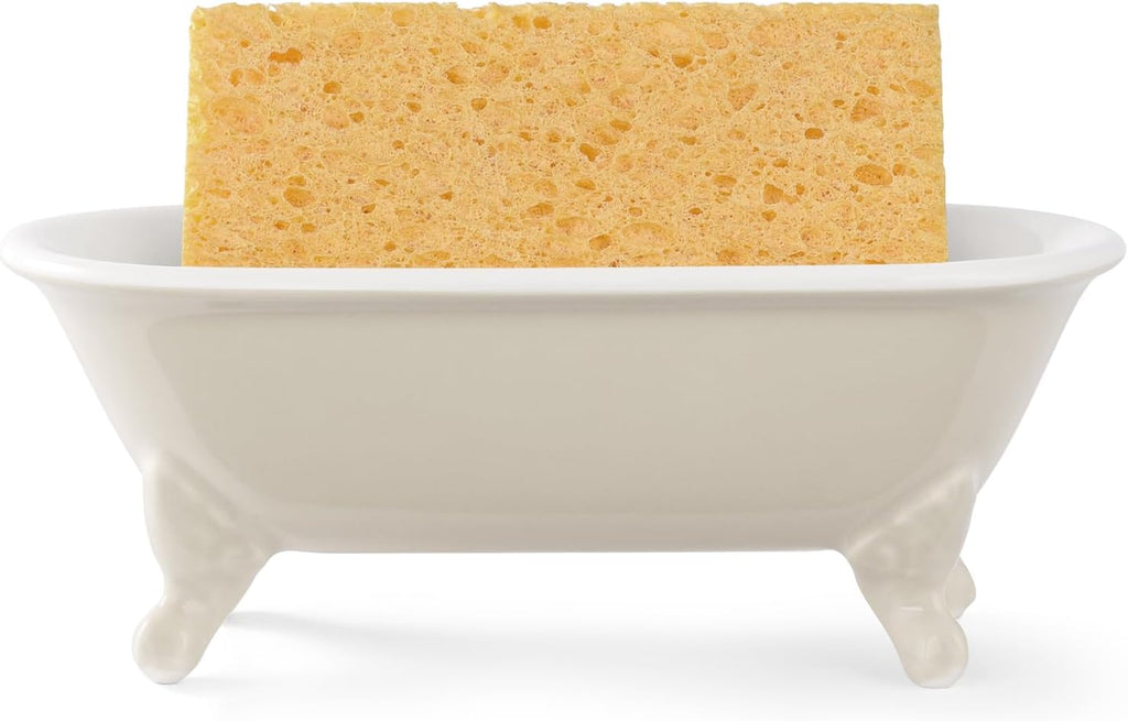6.5" Ceramic Mini Clawfoot Bathtub Soap Dish,Bar Soap Holder,Beige
