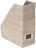 Kouboo La Jolla Rattan Magazine File, Desk Paper Organizer, White Wash