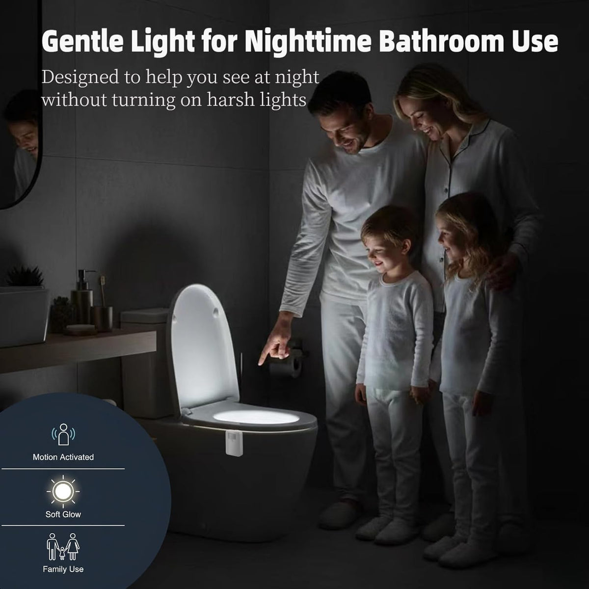 Chunace 4 Pack Toilet Night Light Motion Activated, USB-C Rechargeable