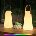 2 Pack Outdoor Lamps, NiceBuy Rechargeable Outdoor Lanterns Table Lamp with IP44 Waterproof, Battery Operated Portable Hanging Cordless Outdoor Lamp RGB Colors for Patio Camping Balcony Porch