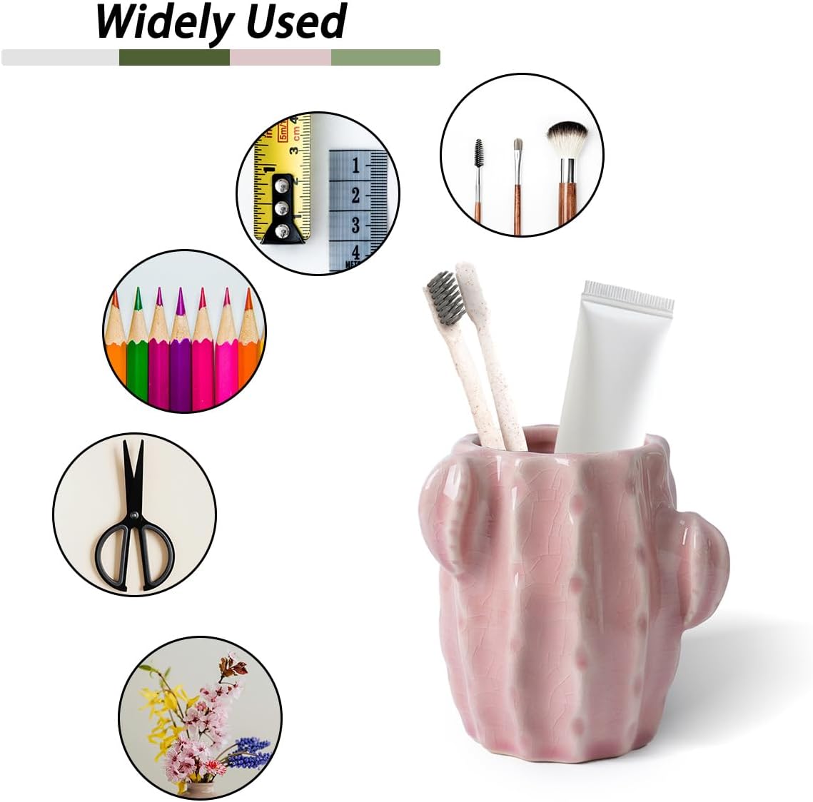 Cactus Toothbrush Holder,Western Stable Ceramic Pink Toothbrush Holder