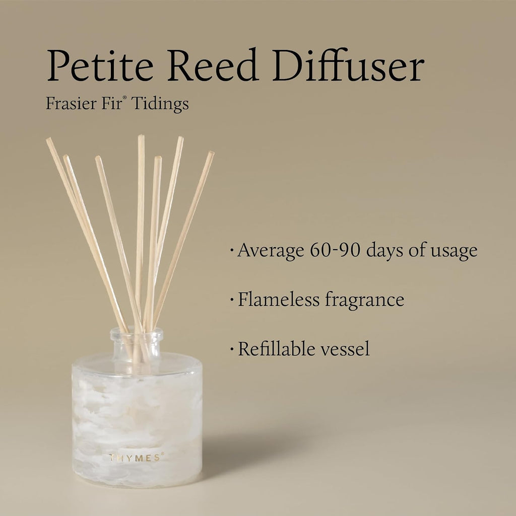 Thymes Frasier Fir Reed Diffuser Set, Tidings | Winter White, 4 fl oz