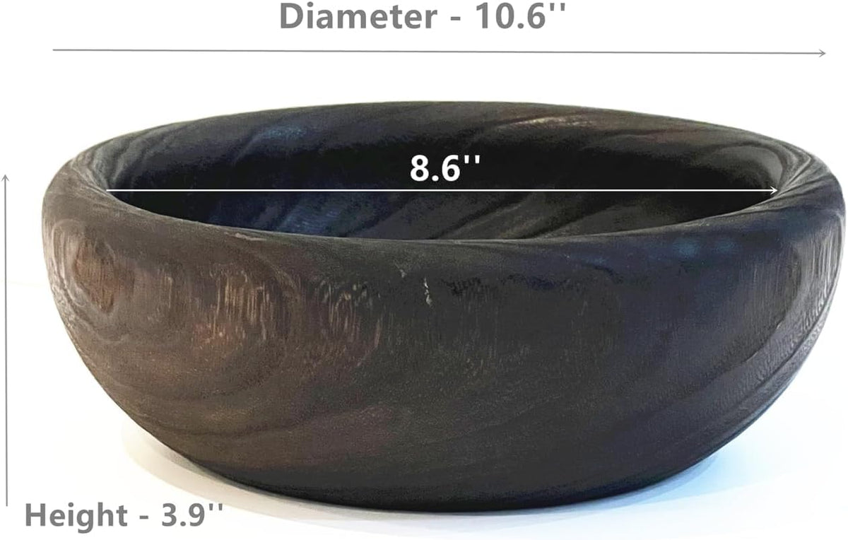 Wooden Bowl 10.6" Handcrafted Centerpiece for Storage (Small)
