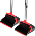 2-Pack Broom and Dustpan Combo Set,51" Long Handle,Black Red