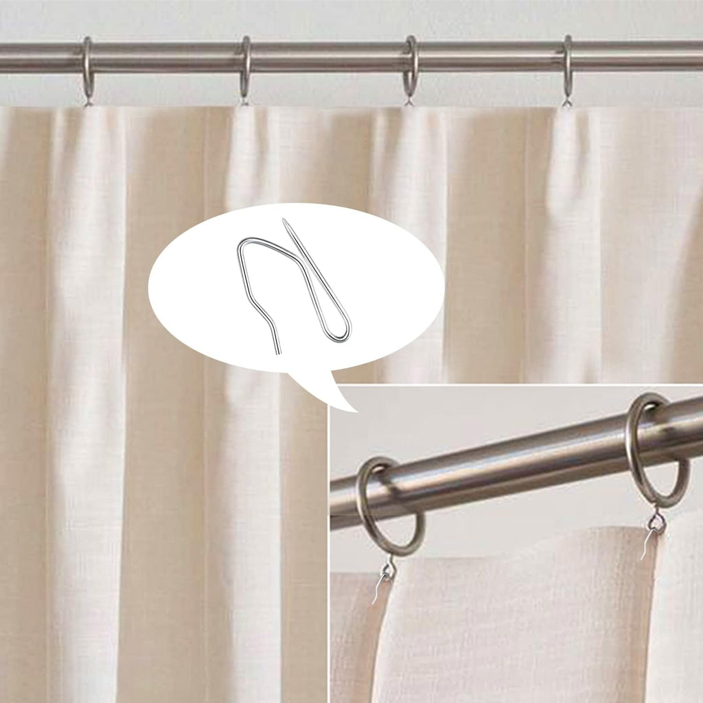Sopito 200Pcs Curtain Hooks for Door Window Shower Curtain, Silver White