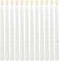 10 Inch White Twisted Spiral Taper Candles Set for Holiday Decor, 12 Pack Unscented Candlesticks, Dripelss Tapered Candles for Wedding Dinner Party Ceremony Religious