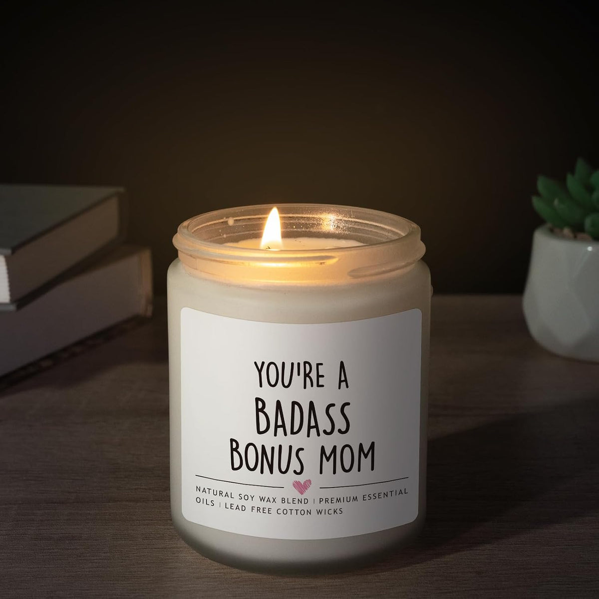 Bonus Mom Gifts from Daughter Son, Lavender Scented Soy Wax Candle