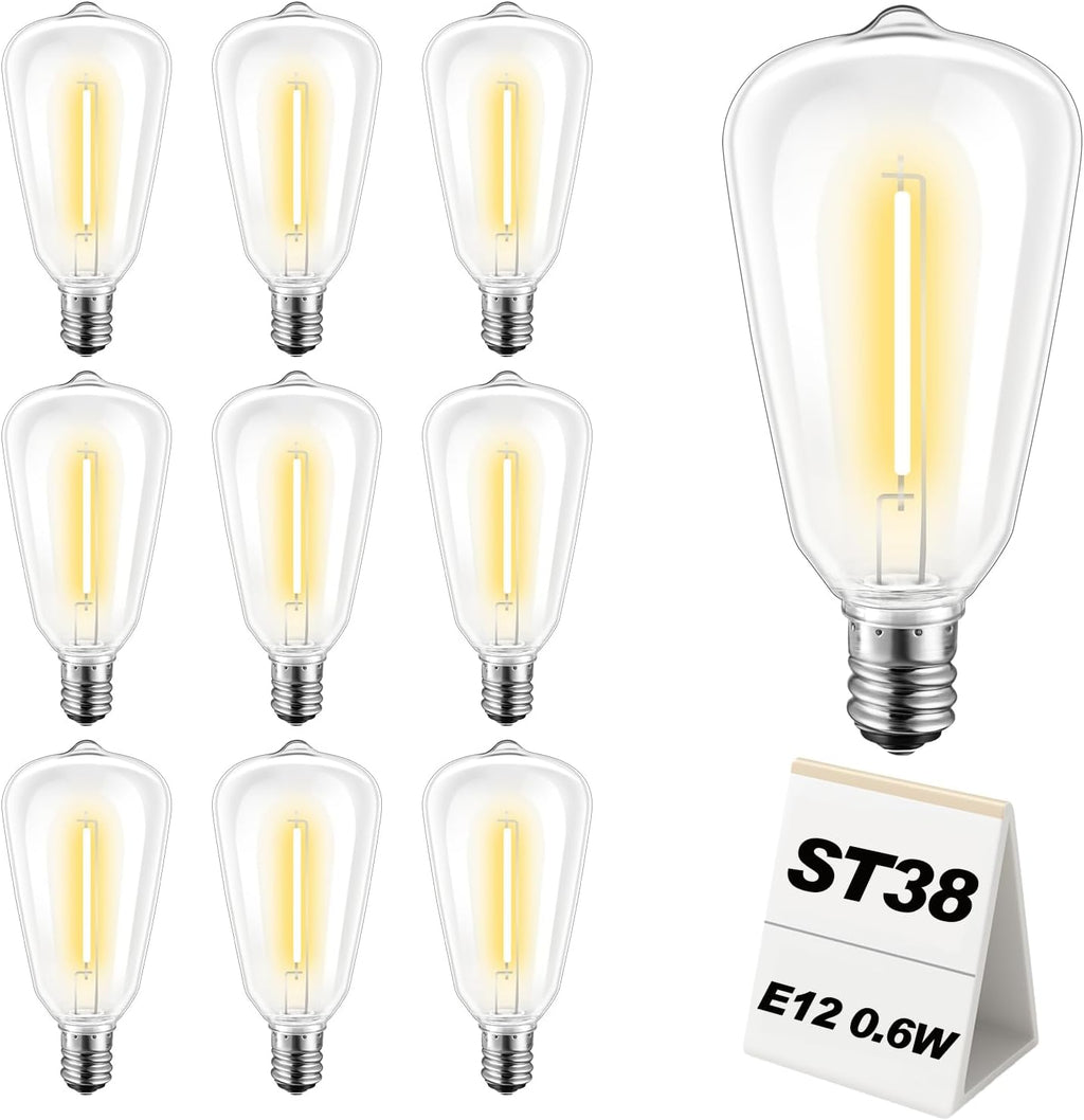 10Pk LED String Light Replacement Bulbs, Shatterproof C7/E12 Base Bulbs