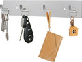 RELBRO Key Rack Wall Mount, Key Holder with 4 Hooks, Large, Silver