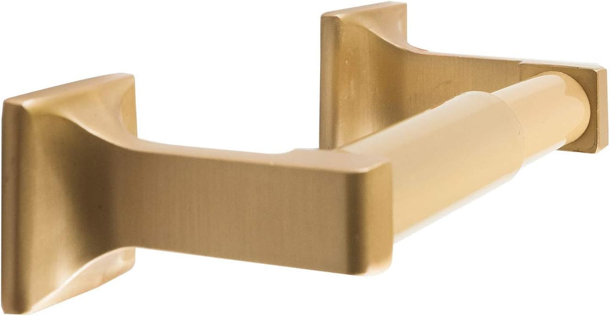 SENTO Gold Toilet Paper Holder Wall Mount, Double Post Tissue Toilet Paper Holder, Easy Installation, Heavy Duty Metal, Satin Brass