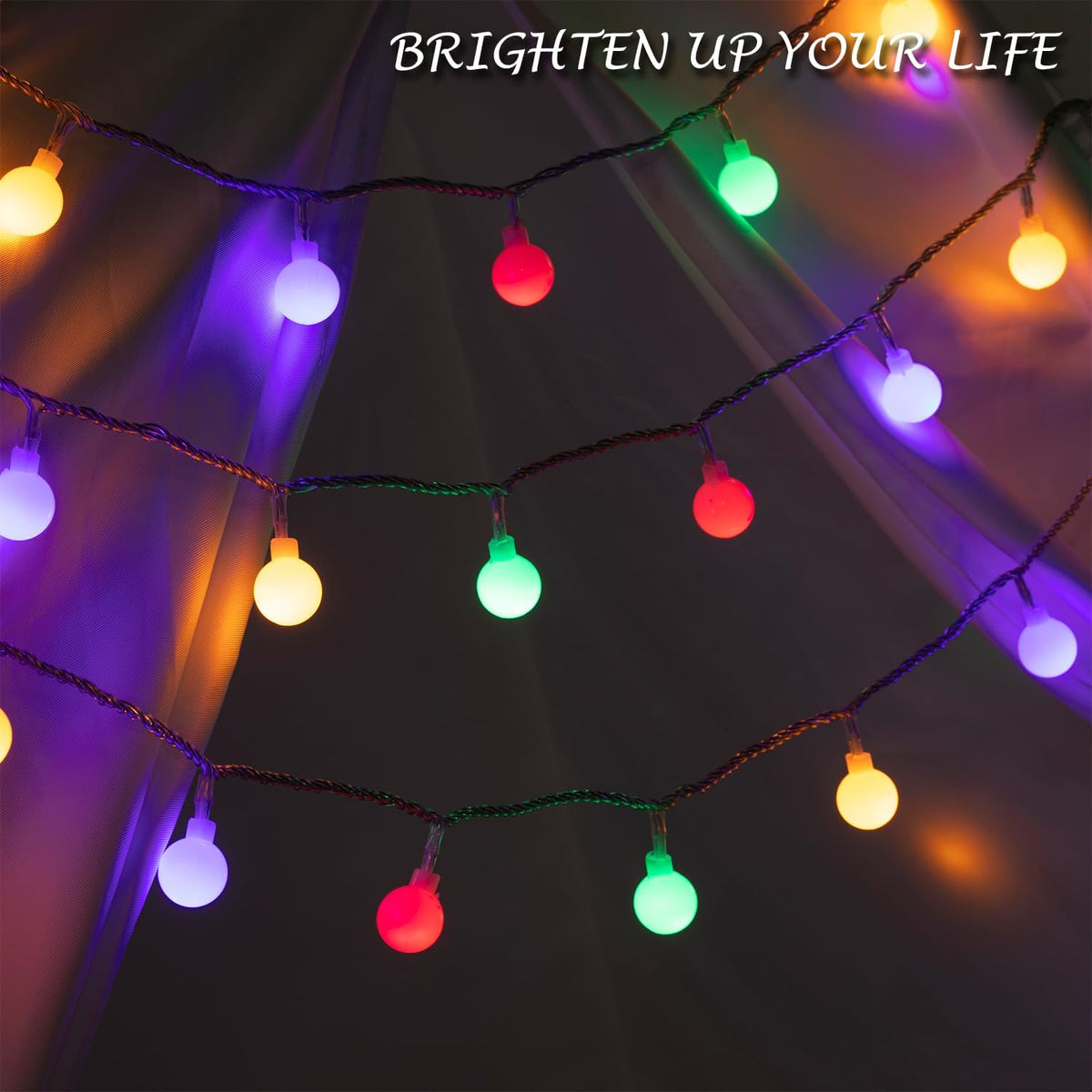 Ogrmar 49FT 100 LED Globe Ball String Lights 8 Modes with Remote Multicolor