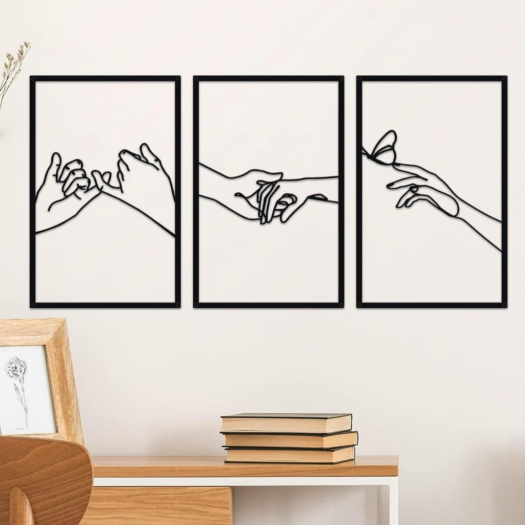 Minimalist Lines Female Body Hand Shape Metal Wall Art Decor,Modern Abstract Line Home Wall Sculptures, Accent Women Hanging Wall Sign for Bedroom Living Room Kitchen Decor