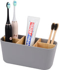 Toothbrush Holders Electric Tooth Brush and Toothpaste Organizer, Gray