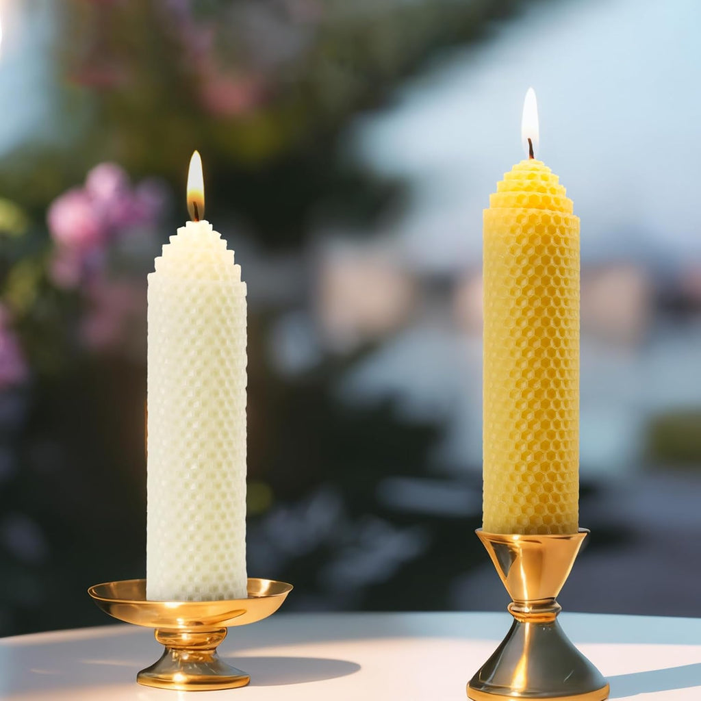 DEYBBY 1.5×6 inch Off White Natural Beeswax Pillar Candles Set of 6