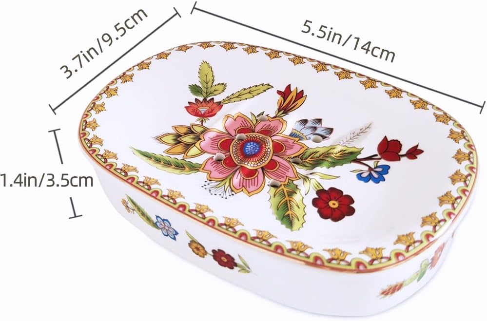 Self Draining Soap Dish, Double-Layer Bar Soap Tray(Style E)