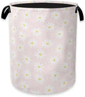 Pink Daisy Flower Laundry Hamper,Spring Floral Clothes Hamper for Laundry,Waterproof Oxford Toy Storage Collapsible Hampers for Bedroom, Dorm Room,Bathroom,16x20 Inch