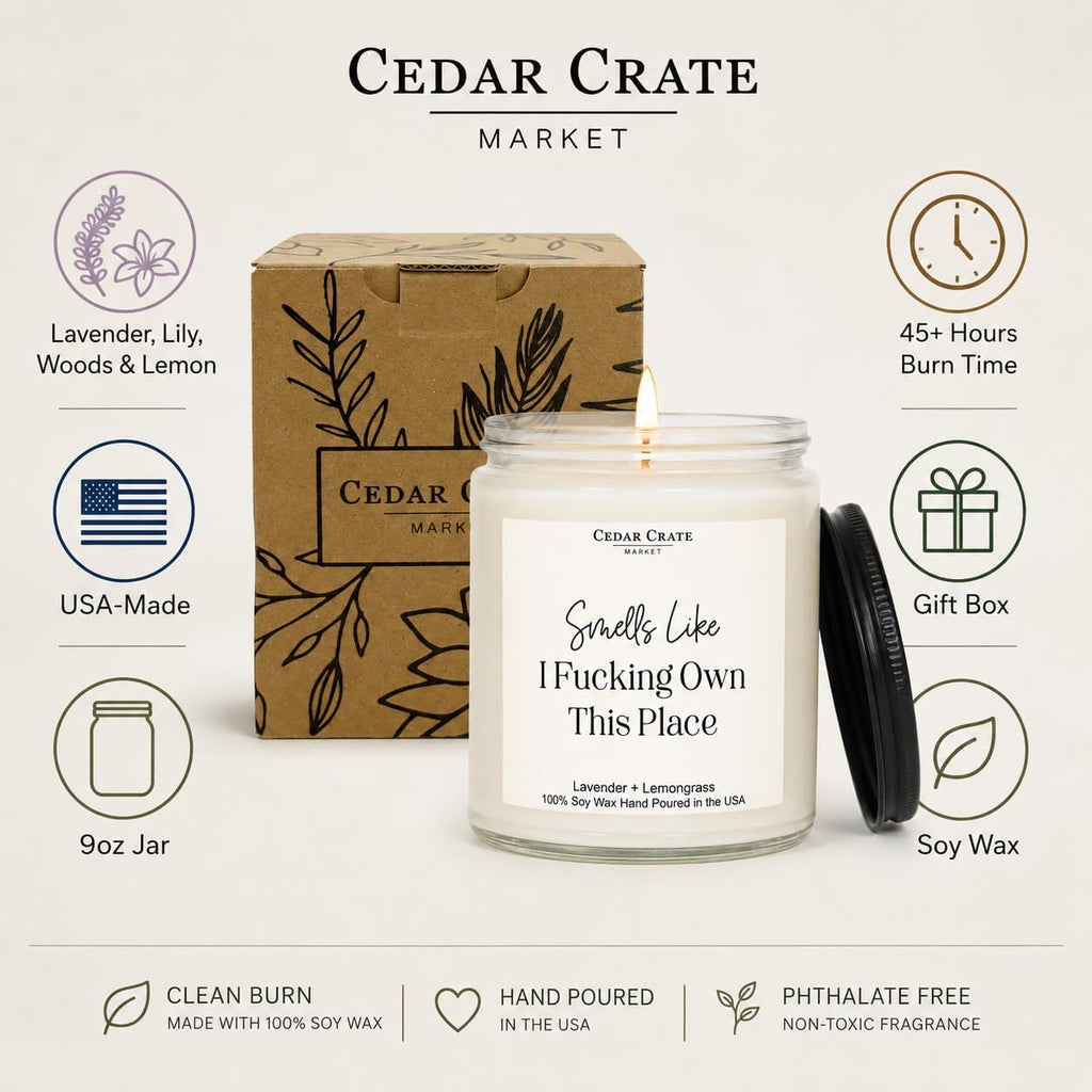 Cedar Crate Market Funny Candle, House Warming Gifts New Home, Housewarming Gifts for Women, Men, Couple, New Homeowner - First Apartment Essentials, Closing Presents for Home Buyers, Made in USA