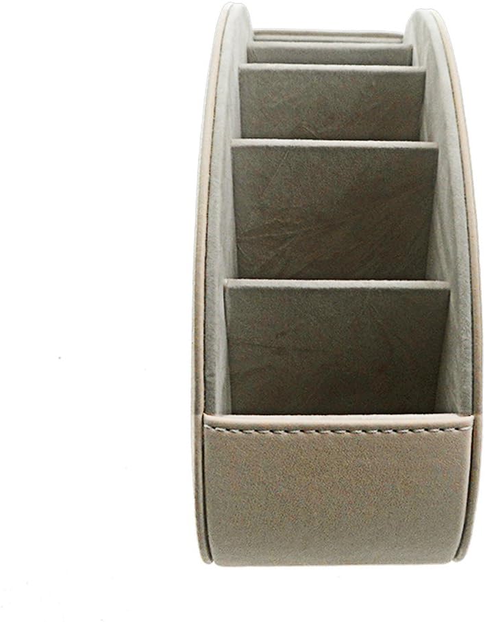 Remote Control Holder Organizer Table Desk Leather Control Storage TV Remote Control Organizer with 5 Spacious Compartments (Beige)