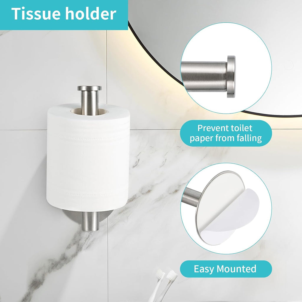 Yagoo Adhesive Toilet Paper Holder, Rustproof Toilet Roll Holder(2, Silver)