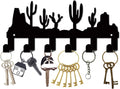 CREATCABIN Cactus Black Metal Wall Mounted Key Hooks Holder with 6 Hooks - Key Hanger Organizer Rack Wall Decor for Entryway Front Door Hallway 10.6x6.3Inch