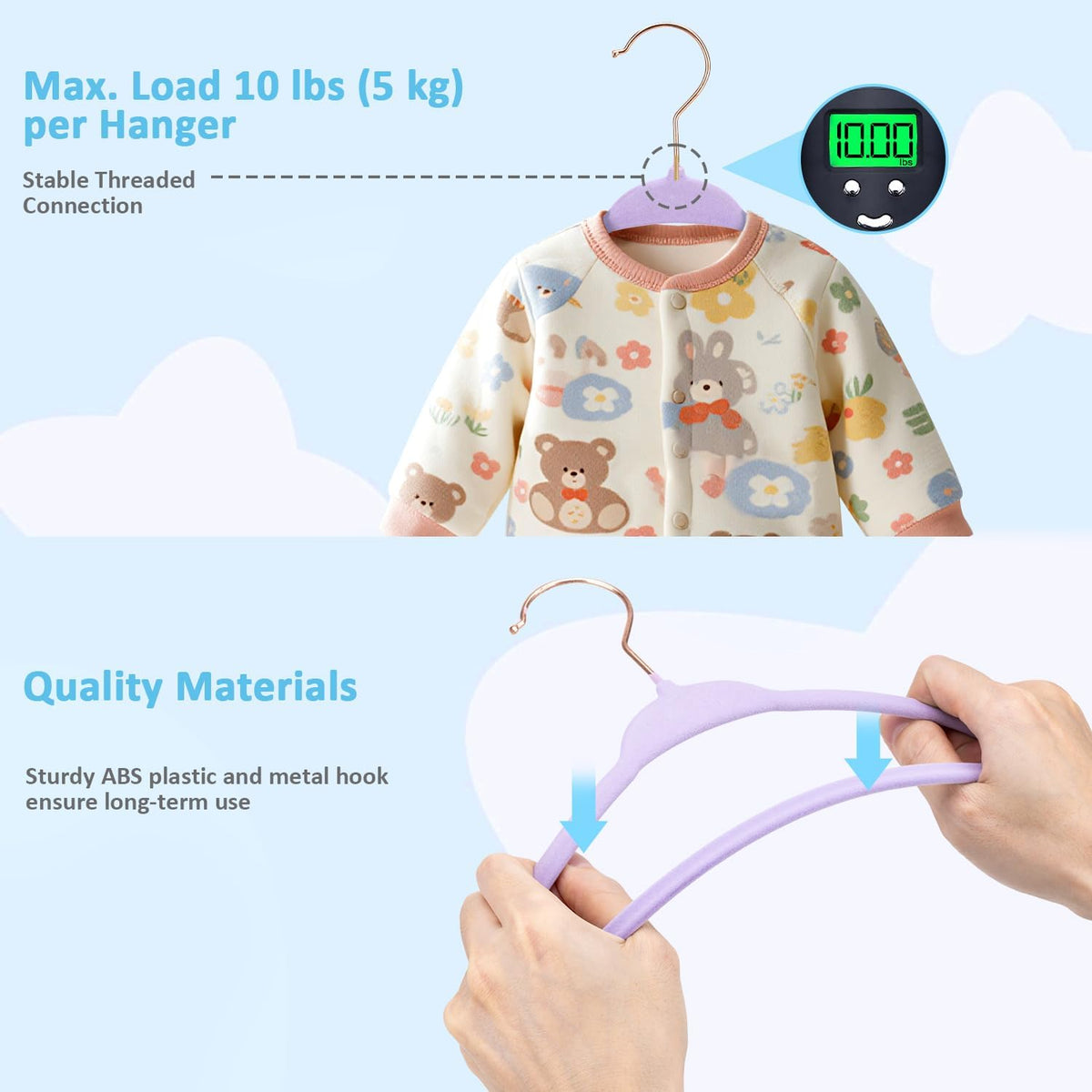 Tonswachic Baby Velvet Clothes Hanger,Infant Felt Hanger,11",Purple,30 Pack