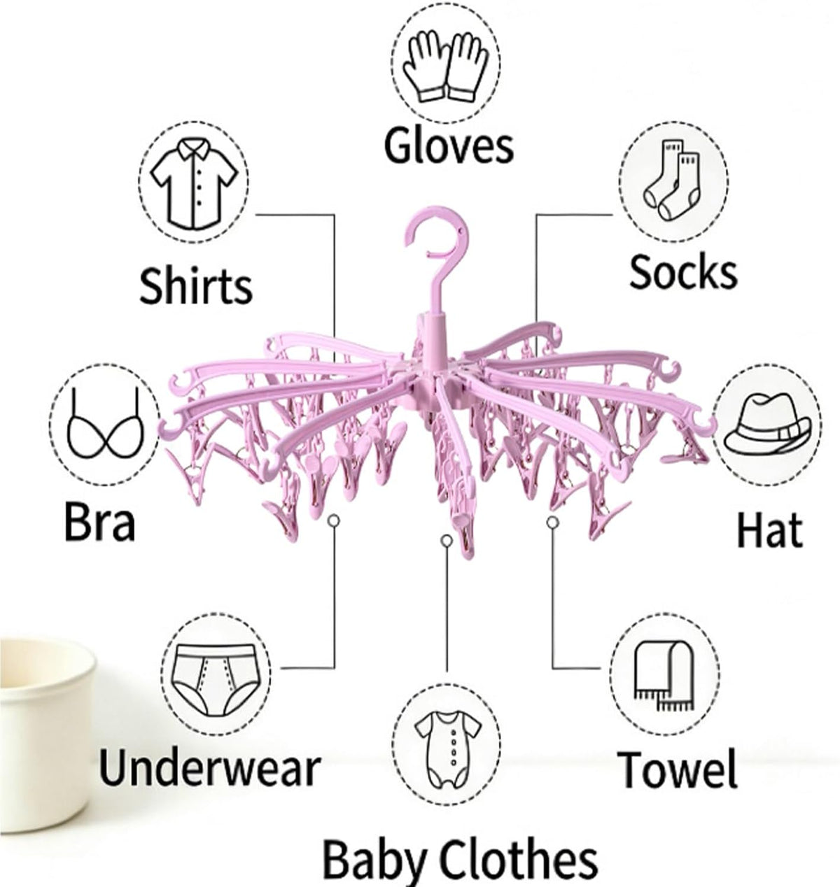 Clothes Sock Drying Hanger with 40 Clips,Foldable Hanging Rack